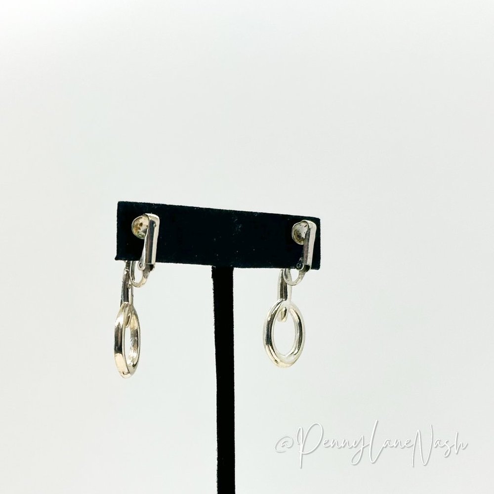 Vintage Rhinestone Oval Drop Earrings - Picture 8 of 8
